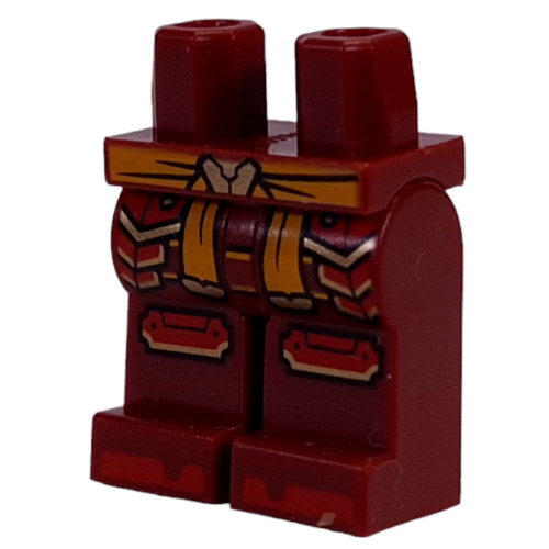 Lego Hips and Dark Red Legs with Orange Belt, Gold/Red Armor print