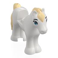 Lego Animal, Horse / Foal, 1 x 1 Cutout with Bright Blue Eyes, Bright Light Yellow Mane, Tail print / White