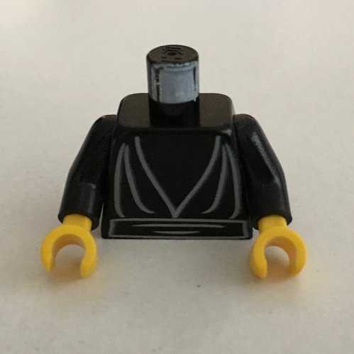 Lego Torso Jedi Robe, Waist Sash Print, Black Arms, Yellow Hands / Black
