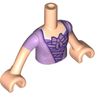 Lego Minidoll Torso Girl, Lavender Dress, Laces, Bow Tie / Light Nougat
