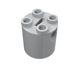 Brick Round 2 x 2 x 2 Robot Body, Axle Holder '+' Orientation / Light Bluish Gray