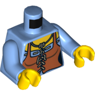 Lego Torso Corset with Brown Apron Print, Medium Blue Arms, Yellow Hands / Medium Blue