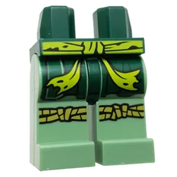 Hips and Sand Green Legs with Lime Sash, Dark Green Robe Ends, Rope for Knee Wraps Print / Dark Green