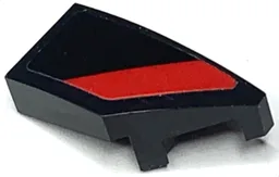 Wedge 2 x 1 x 2/3 Right with Red Stripe on Black Background Pattern (Sticker) - Set 30434