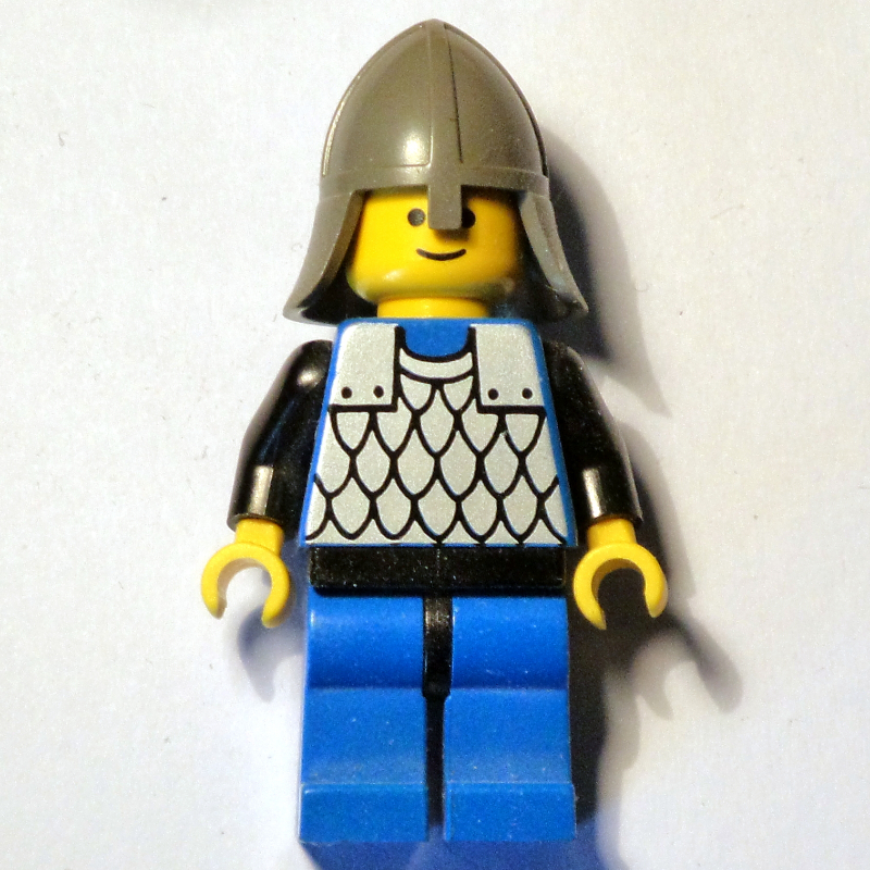 Lego Knight (Scale Mail on Blue) - Black Arms, Blue Legs, Dark Gray Neck-Protector