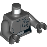 Lego Torso Jacket, Single Utility Clips, Belt Print (First Order Uniform), Dark Bluish Gray Arms, Black Hands / Dark Bluish Gray