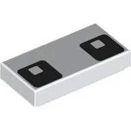 Tile 1 x 2 with Square Black Eyes Print / White