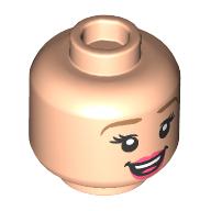 Lego Minifig Head Rapunzel, Nougat Eyebrows, Coral Lips, Open Mouth Smile / Crooked Smile print / Light Nougat