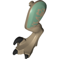 Lego Animal Body Part, Dinosaur, Raptor Leg, Left, with Pin, Medium Azure Print / Dark Tan