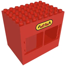 Duplo Building 6 x 8 x 6 with Two Windows and Double Door Opening, with Fire Station Logo Print / Red
