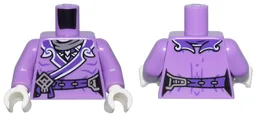 Torso Female Robe with White Trim, Dark Purple Belt, Silver Buckle and Scarf Pattern / Medium Lavender Arms / White Hands