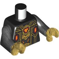 Lego Torso, Gold Circuitry, Dark Red/Orange Symbol print, Pearl Dark Gray Arms, Pearl Gold Hands / Black