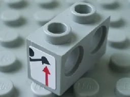 Technic, Brick 1 x 2 with Holes with Black Digger Bucket and Red Arrow Up on White Background Pattern (Sticker) - Set 8459