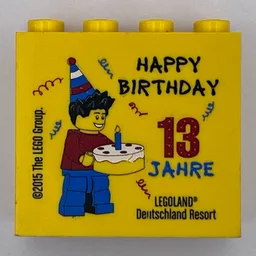 Brick 2 x 4 x 3 with 'LEGOLAND Deutschland Resort' and '13 Jahre Happy Birthday 2015' Print / Yellow
