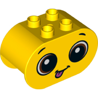 Lego Duplo Brick 2 x 4 x 2 Rounded Ends with Brown Eyes, Tongue Print