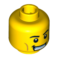 Lego Minifig Head Team GB, Eyebrows, Cheek Lines, Mouthguard and White Pupils Print [Blocked Open Stud] / Yellow