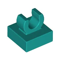 Tile Special 1 x 1 with Clip with Rounded Edges / Dark Turquoise