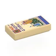 Tile 1 x 2 with Castle, Princess, Red/Dark Purple 'Once upon a time' Print / Tan