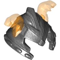 Lego Helmet with Cheek Protection and 2 Trans-Orange Snakes Pattern / Pearl Titanium