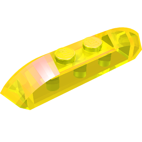 Lego Brick Curved 1 x 4 with Sloped Ends and Two Top Studs / Trans-Yellow