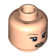 Lego Minifig Head Elizabeth Swann Turner, Dual Sided, Light Brown Eyebrows and Dimple Smiling / Scared Print [Blocked Open Stud] / Light Nougat