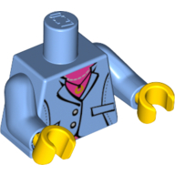 Lego Torso Suit Jacket, Two Buttons, Pink Top, Necklace Print, Medium Blue Arms, Yellow Hands / Medium Blue