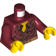 Lego Torso Chequered Shirt With Tool Belt Print, Dark Red Arms, Yellow Hands / Dark Red