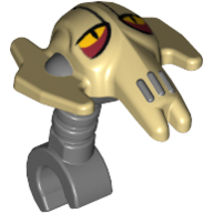 Lego Minifig Head Special with Clip General Grievous (Clone Wars) with Tan Face Print / Dark Bluish Gray