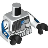 Torso, Arc Trooper Blue/Light Bluish Grey Armor, Black Pauldron Print, White Arms, Black Hands / White