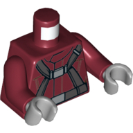 Lego Torso Pilot Suit, Dark Bluish Gray Straps/Harness Print, Dark Red Arms, Light Bluish Gray Hands / Dark Red