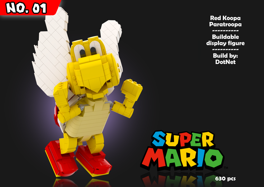 Lego Red Koopa Paratroopa - Posable Display Figure 01 - Super Mario Bros.