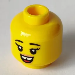 Minifig Head, Open Mouth Smile, Gap in Teeth, Big Grin Print / Yellow