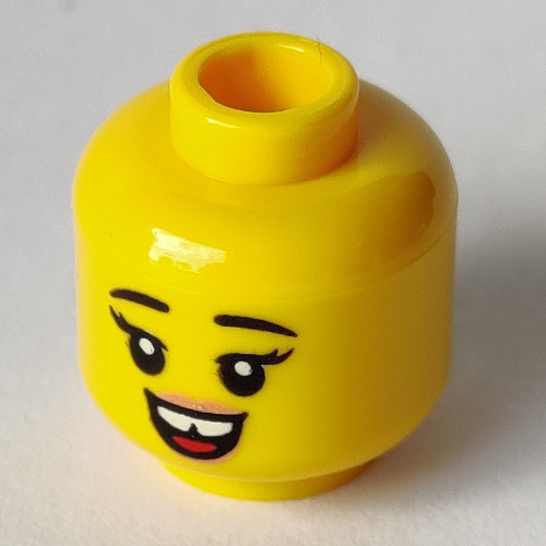 Lego Minifig Head, Open Mouth Smile, Gap in Teeth, Big Grin print / Yellow