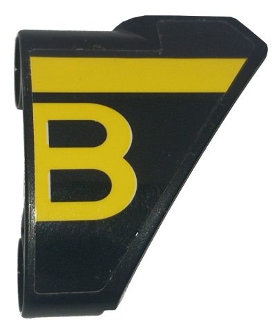 Lego Technic, Panel Curved #10 3 x 3 Tapered Right with Yellow Stripe and Bugatti Logo Right Half / Capital Letter B Pattern (Sticker) - Set 42151