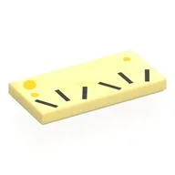 Tile 2 x 4 with Black Lines/Eyelashes, Yellow Spots Print / Bright Light Yellow