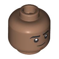 Lego Minifig Head Miles Morales, Black Eyebrow, Skeptic / Angry / Medium Brown