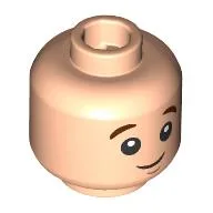 Minifig Head Seamus Finnigan, Reddish Brown Eyebrows, Chin Dimple, Smile/Surprised, Black Ash Streaks / Light Nougat
