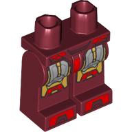 Lego Hips and Dark Red Legs with Gold and Silver Knee Plates Print / Dark Red