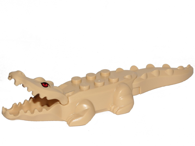 Lego Alligator / Crocodile with 20 Teeth with Red Eyes Pattern with Blue Technic, Pin 1/2