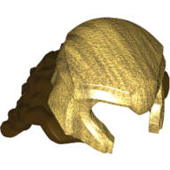 Lego Hair and Helmet, Long Curly, Pearl Gold Helmet pattern / Dark Brown