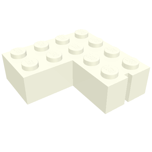 Lego Brick 4 x 4 Corner without Bottom Tubes, Slotted (with 1 slot, left side)