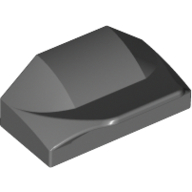 Lego Brick Wedged, Curved 1 x 2 x 2/3 No Studs, Wing End / Dark Bluish Gray