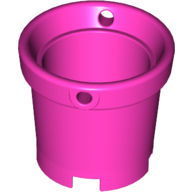 Lego Bucket with Handle Holes and 5 Bottom Holes - Center Bottom Stud Holder / Dark Pink