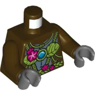 Torso Gorilla with Leaf Top and Belt, Pink Flowers and Chi Orb Print, Dark Brown Arms, Dark Bluish Gray Hands / Dark Brown