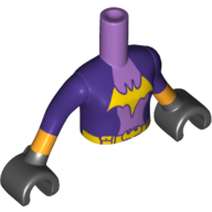 Lego Minidoll Torso Girl with Bright Light Orange Bat Symbol and Belt, Dark Purple Arms and Hands with Bright Light Orange Cuffs and Black Gloves Print / Medium Lavender