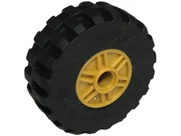 Wheel 18mm D. x 14mm with Pin Hole, Fake Bolts and Shallow Spokes with Black Tire 37 x 14 (55981 / 35578) / Pearl Gold