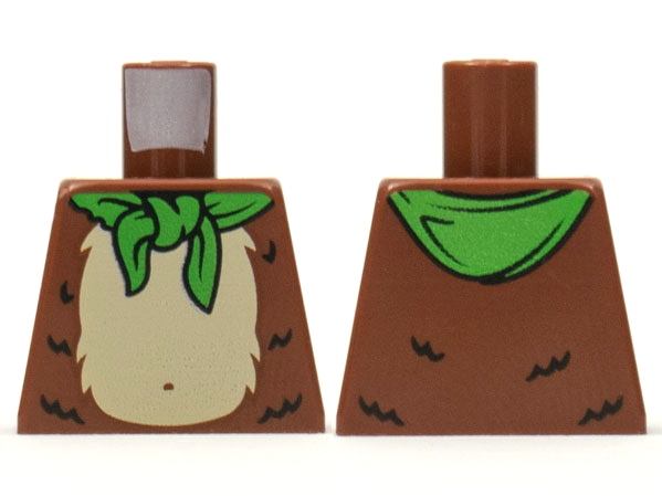 Lego Torso Bright Green Bandana, Tan Stomach and Chest Fur Pattern
