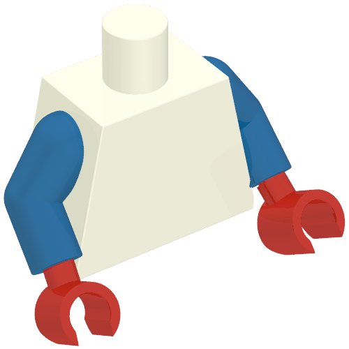 Lego Torso Armor with Red and White Belt, Light Bluish Gray Armor, and White Star Print (SDCC Captain America), Blue Arms, Red Hands / White