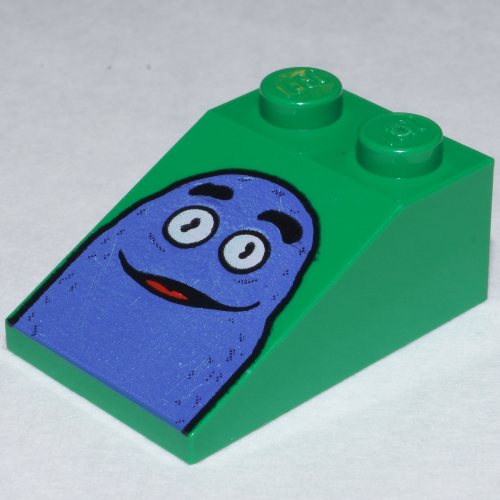 Lego Brick Sloped 33° 3 x 2 Smooth with McDonald's Grimace Print