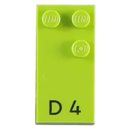 Braille Brick 2 x 4 with 3 Studs ⠙ 'D 4' Print / Lime